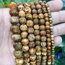 Natural Bark Agates Round Spacer Beads For Fashion Jewelry Making DIY Bracelet Necklace Accessories 4/6/8/10/12/14MM 15
