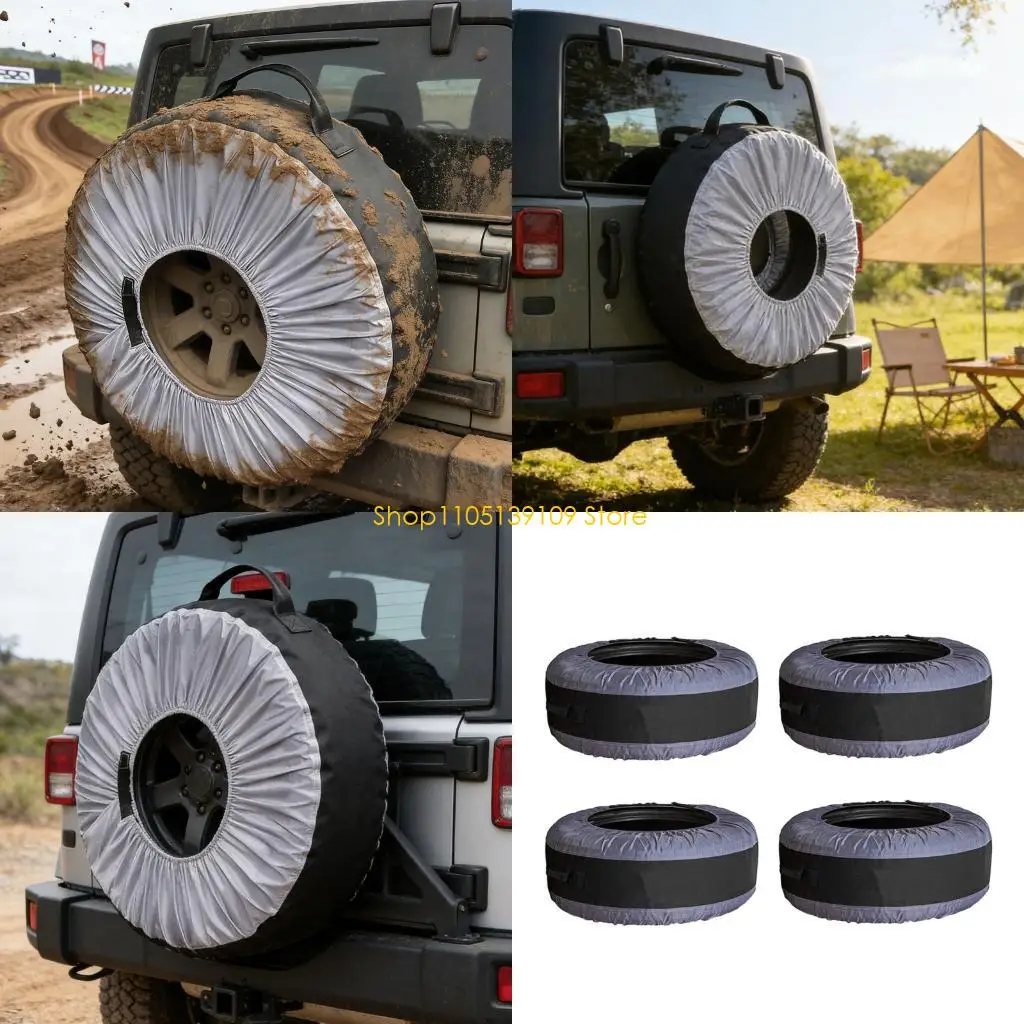 

P5ED 4Pcs Multipurpose Wheel Covers Long Lasting Oxford Cloth for 13 to 20 Inch Tires