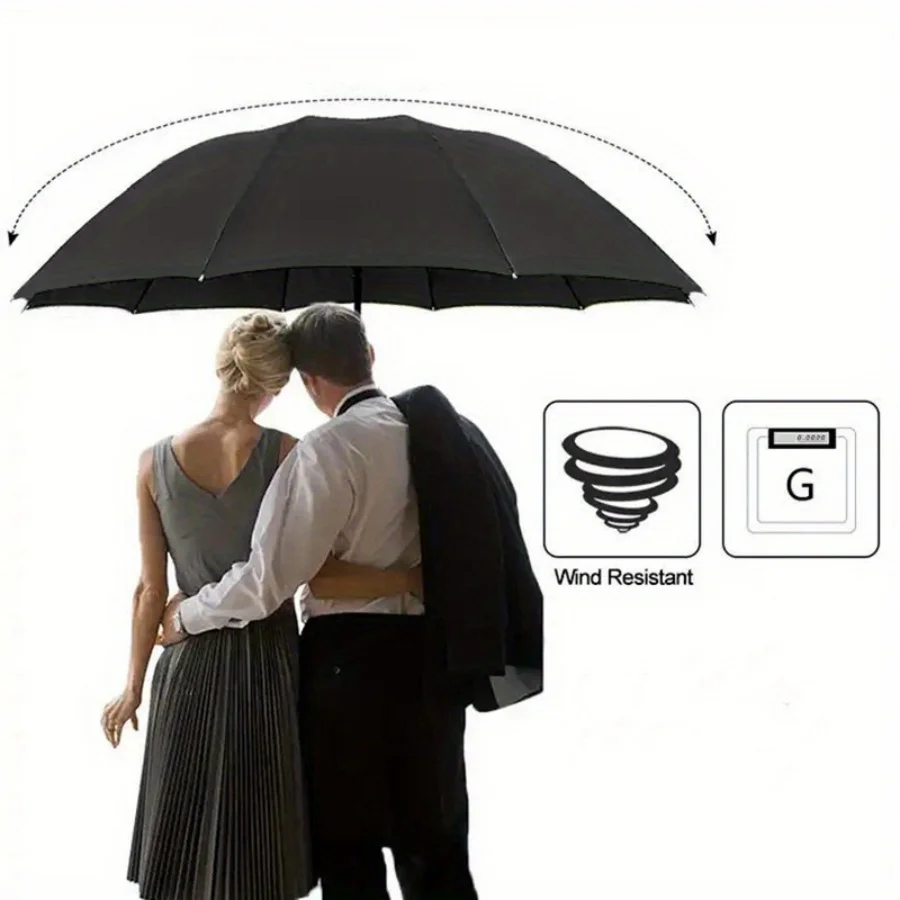 115CM Extra Large Windproof & Waterproof Folding Umbrella Reinforced 190T Impact Cloth For Business Travel Rainy Sunny Days
