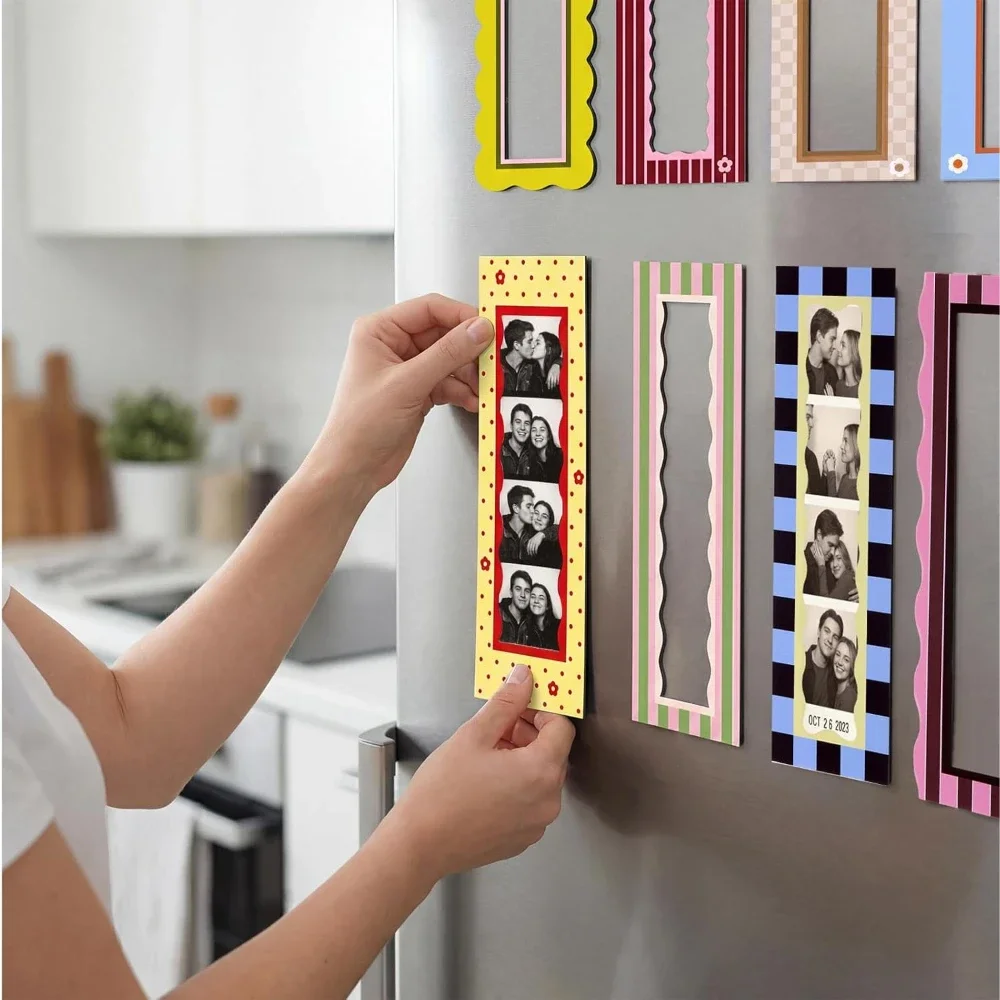 8 Stück Kühlschrankmagnet-Fotobox-Rahmen, Bunte Retro-Vertikalfotohalter, Wiederverwendbare Dekoration für Küche & Zuhause, Verschiedene Stile – Detail 4