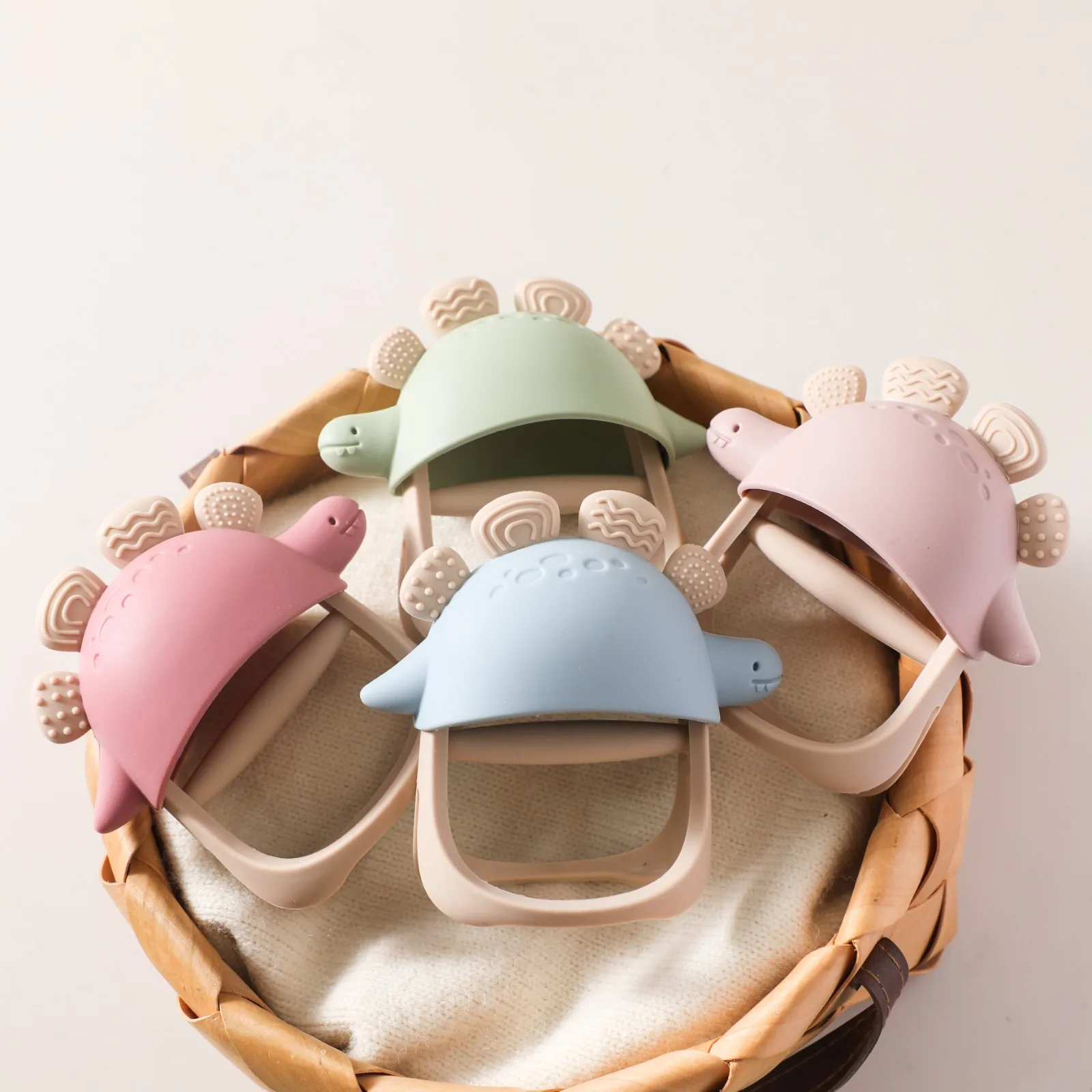 Silicone Baby Teether Rattle Dumbbell Shape Infant Sensory Teething Toy Soft Durable Easy Clean Color Shape Learning