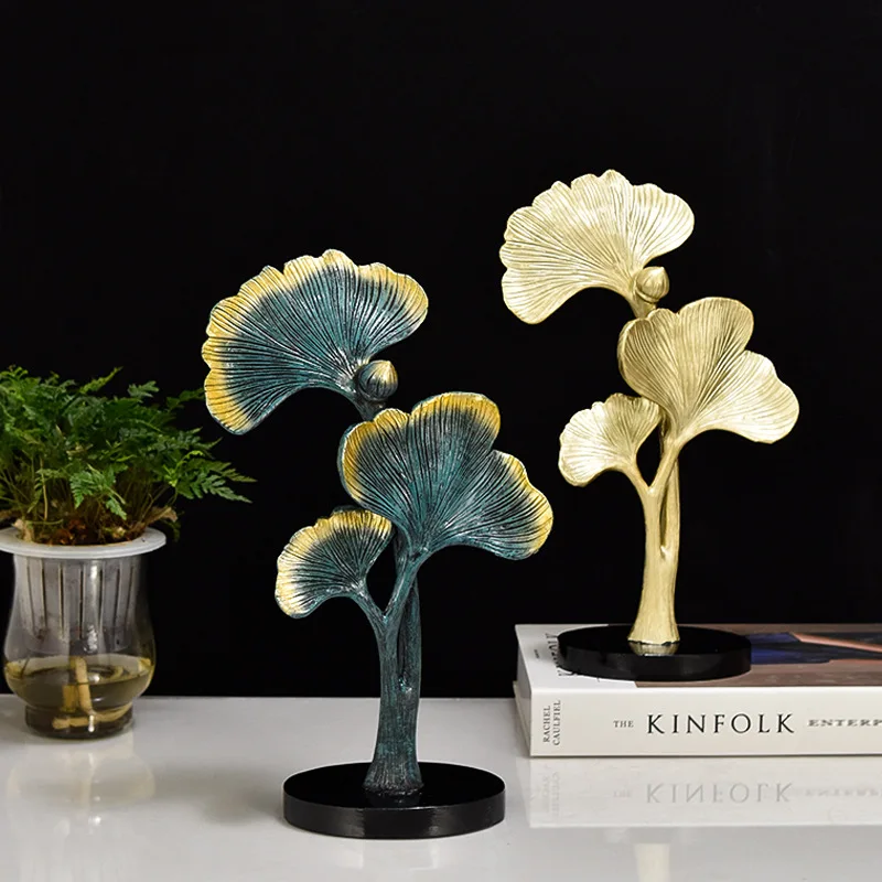 Simulated Ginkgo Leaf Resin Sculpture Nordic Home Decoration Accessories Ginkgo Leaves Figurine Living Room Desktop Ornaments