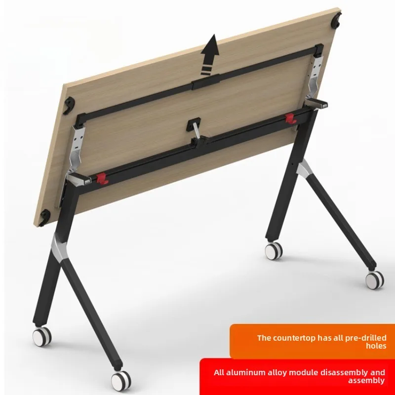 Multifunctional combination flip aluminum alloy folding training table, splicing round long conference table