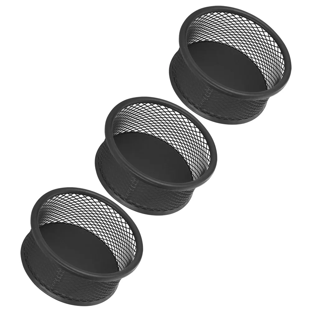 

3 Pcs Mesh Storage Barrel Desktop Paper Clip Dispensers Iron Small Container for Paperclips Student