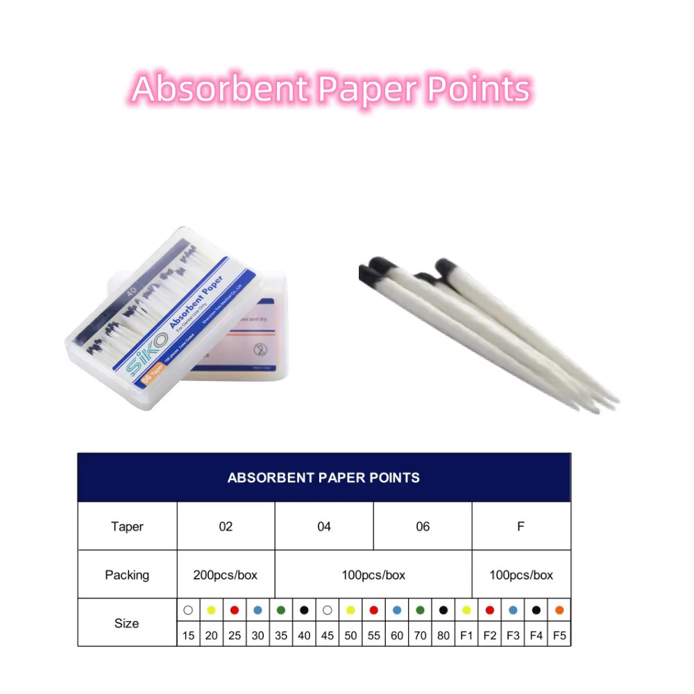 10packs Dental Absorbent Paper Points Moisture Absorbing Paper Tips Taper 0.02 0.04 0.06 F1 F2 F3 F4 F5 Dental Clinic Consumable