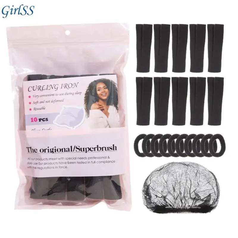 Adjustable Heatless Curlers Hair Ties For Evening Relaxing Operation Soft Fabric Portable Storage T4MB