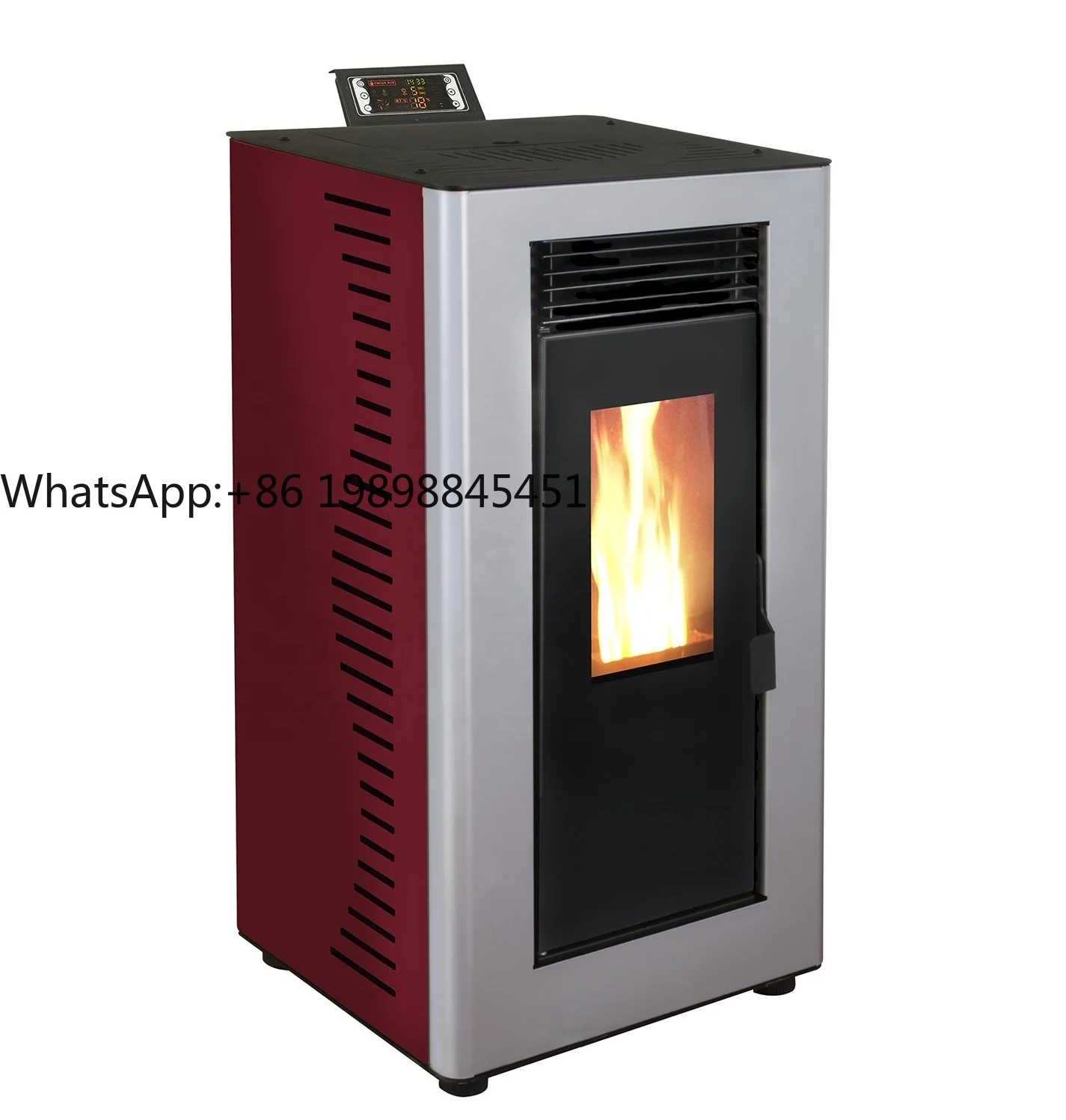 Estufa de pellets con control WiFi, caldera de alimentación automática y tanque de agua, tipo chimeneas de pellets