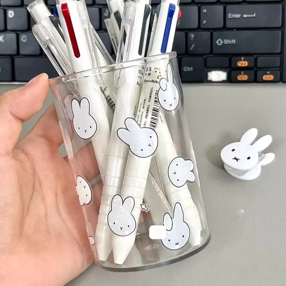 Cartoon Miffy Rabbit Pen Holder Transparent Acrylic Stationery Organizing Storage Box Desktop Miscellaneous Storage Box.