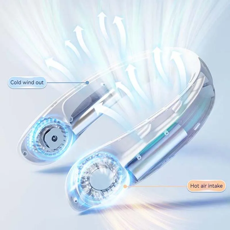 Nowy kreatywny osobisty sport na świeżym powietrzu 3 prędkości USB akumulator przenośny chłodzący powietrzem bezłopatkowy wiszący wentylator na szyję