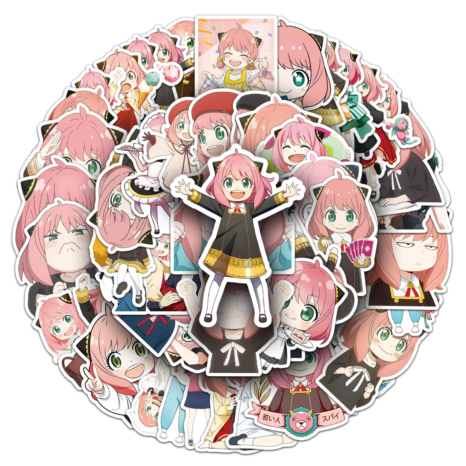 AliExpress 10/50PCS Anya Forger Stickers Kawaii Girl Graffiti Decals SPY FAMILY Anime Cartoon Sticker Laptop Guitar Car Bike Skateboard Toy