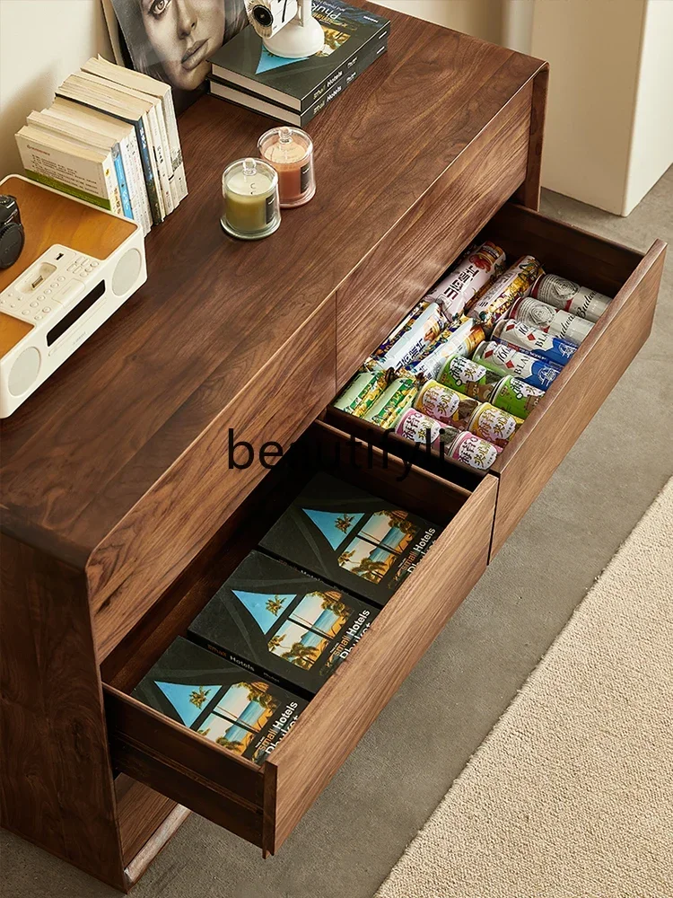 Cy56  North American black walnut six-chest cabinet Nordic simple solid wood chest cabinet storage locker