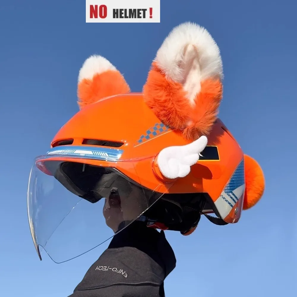 New Orange Ears Takeaway Cute Decorative Doll for Motorcycle Ski Electric Car Helmet Unique Accessory