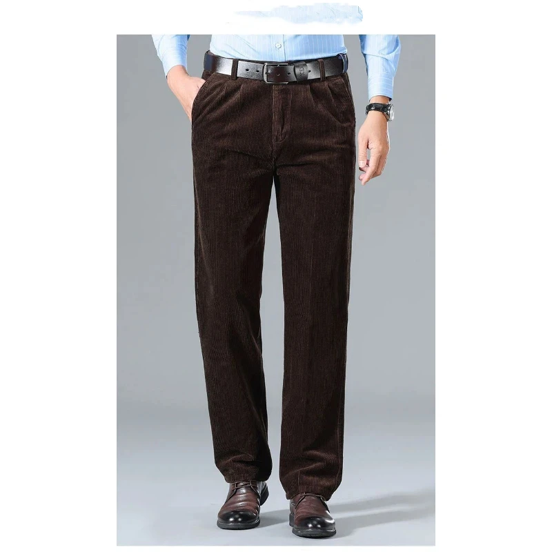 New coarse velvet polyester cotton corduroy men's pants autumn and winter thick velvet loose casual All match straight leg pants