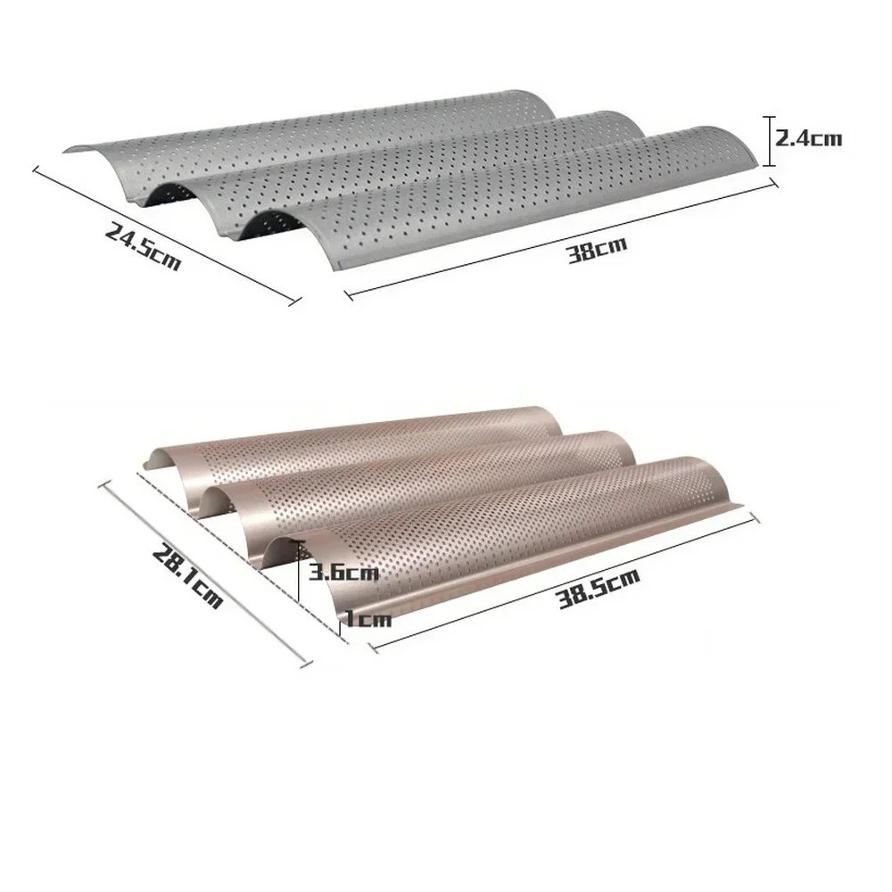 Baking Tray Wave Baguette Mould  Long Stick Non-toxic Baking Dishes Pastry Tray Oven Rolling French Bread Stick Baking Pan 5