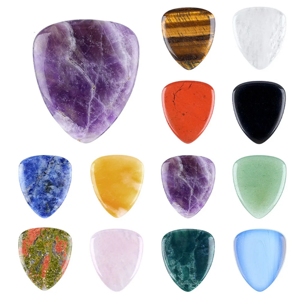 Crystal Stone Ornaments Triangle Shape Natural Gemstone Paddle Electric Guitar Bassist Sweeping Strings Instrument Playing