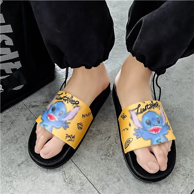 Stitch For Men Summer 2024 New plus size Fashion Outwear Cartoon Sidi Home Indoor Anti Slip Tidal Beach Slippers women sandals