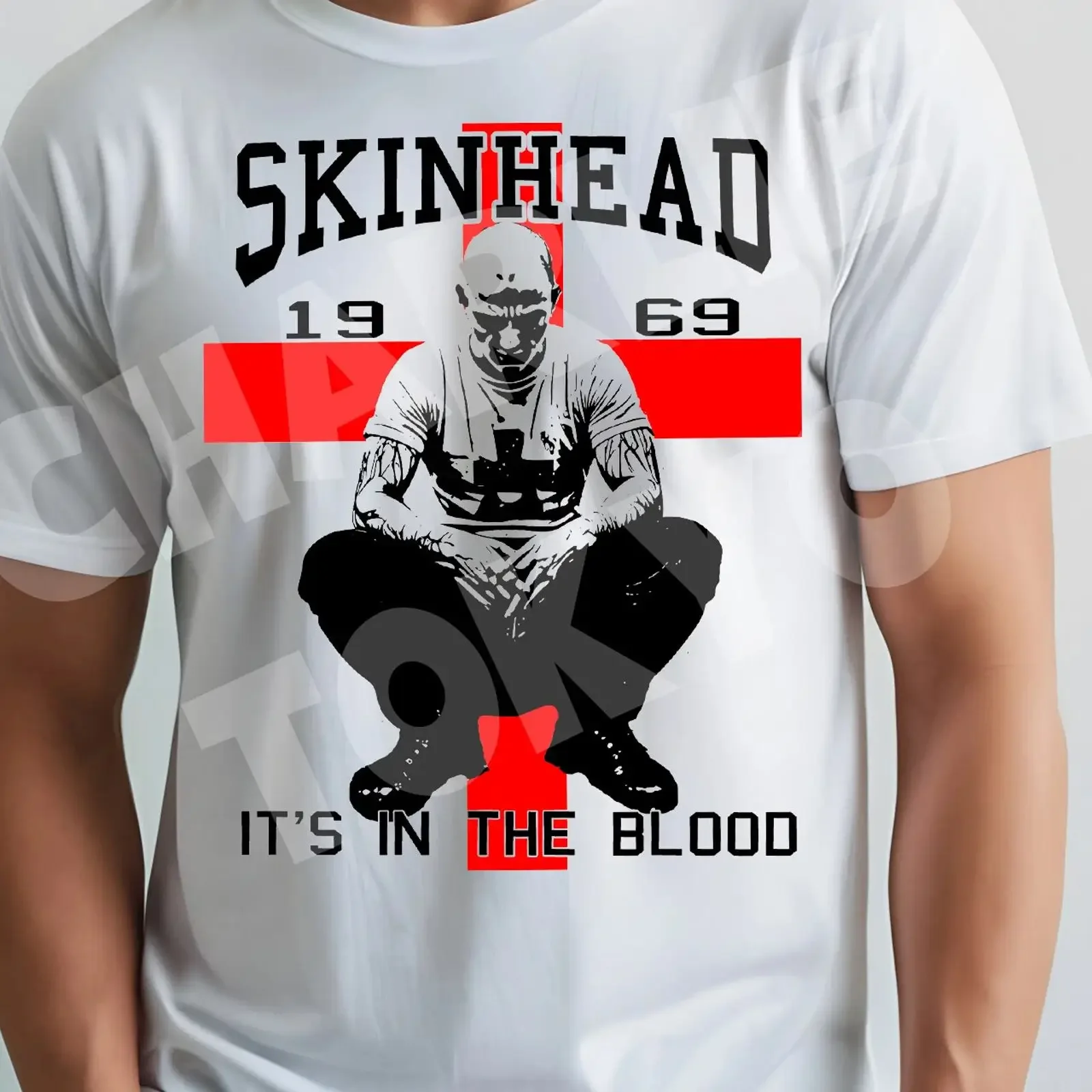 Camiseta para hombre Skinhead con licencia Ska Reggae Soul Britain Culture In The Blood vintage Washed ropa de diseñador