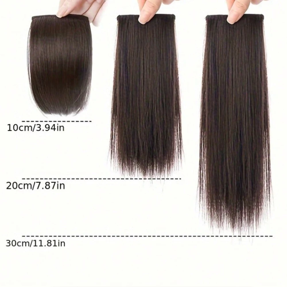 2Pcs Synthetic Short Straight Pad Invisible Hair Extension Lining of Hair Top Side Cover Hairpiece for Women