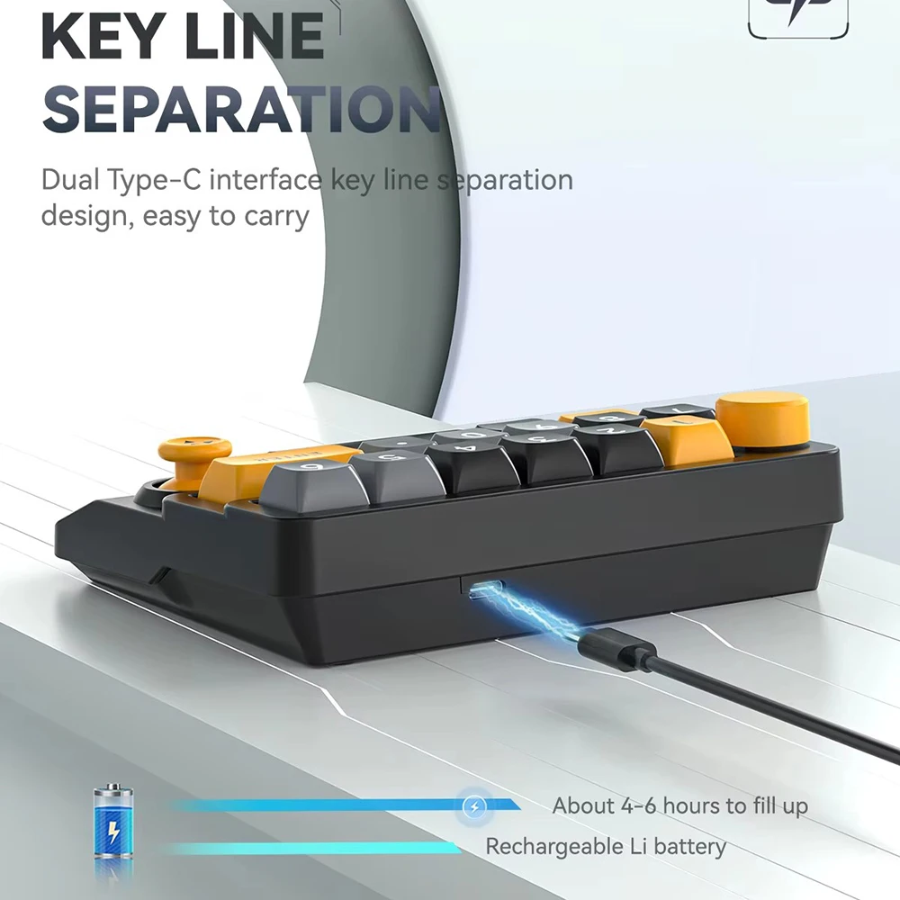 لوحة مفاتيح ميكانيكية لاسلكية BT 15 مفتاح قابلة للبرمجة، لوحة مفاتيح ألعاب قابلة للتبديل السريع، مقبض هزاز، لوحة مفاتيح ماكرو سلكية بإضاءة خلفية RGB #3