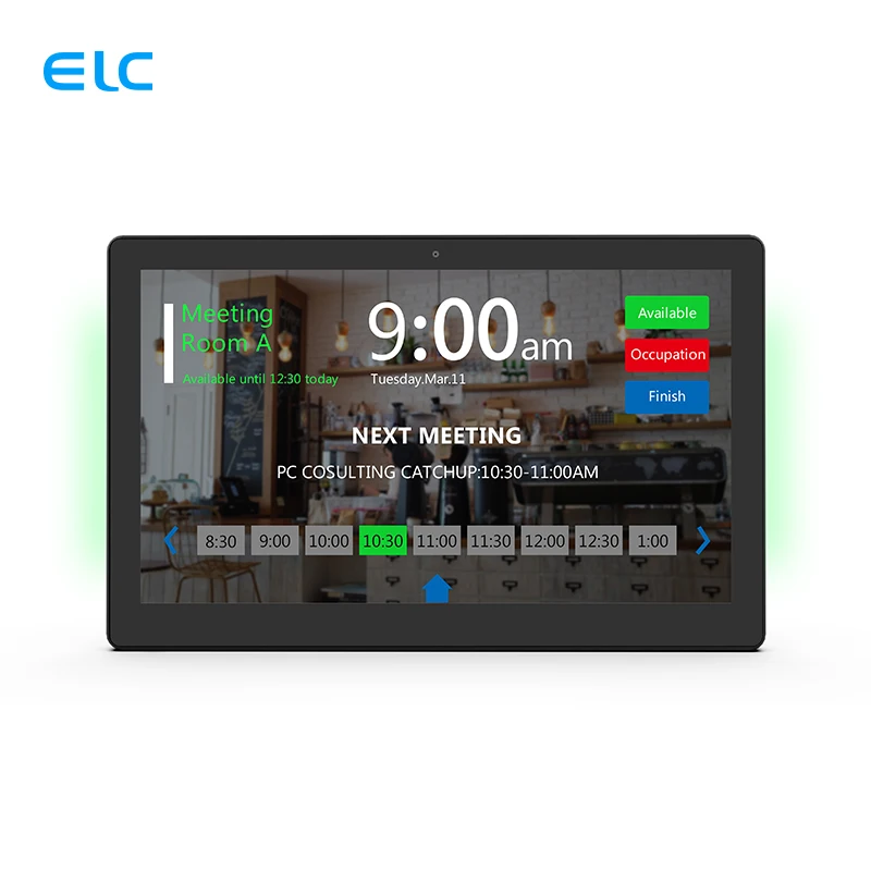 WA1342T Wall Mount Android Tablet 13.3 inch LCD touch screen POE power LED Light Bar Booking System Meeting Room Tablet PC