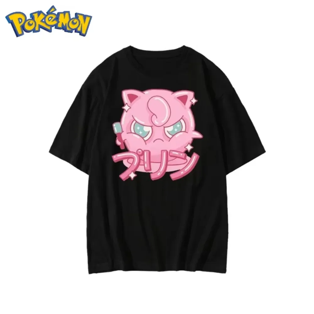 Men's New  Handheld Game Jigglypuff New Printed T-shirt for Men and Women Summer Street Y2K Harajuku Loose Casual Sleeve Top