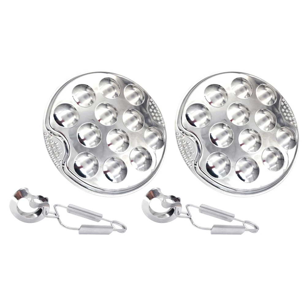 

2 set Stainless Steel Snail Baking Plate Thickened Material Safe Food Grade Dishwasher Seafood Barbecue Oyster Escargot Plates