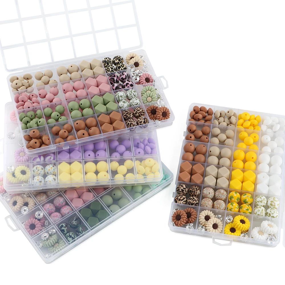 

136PCS Silicone Beads Set, Food Grade Silicone Focal Beads for Keychain Bracelet MakingDIY Craft Jewelry Making