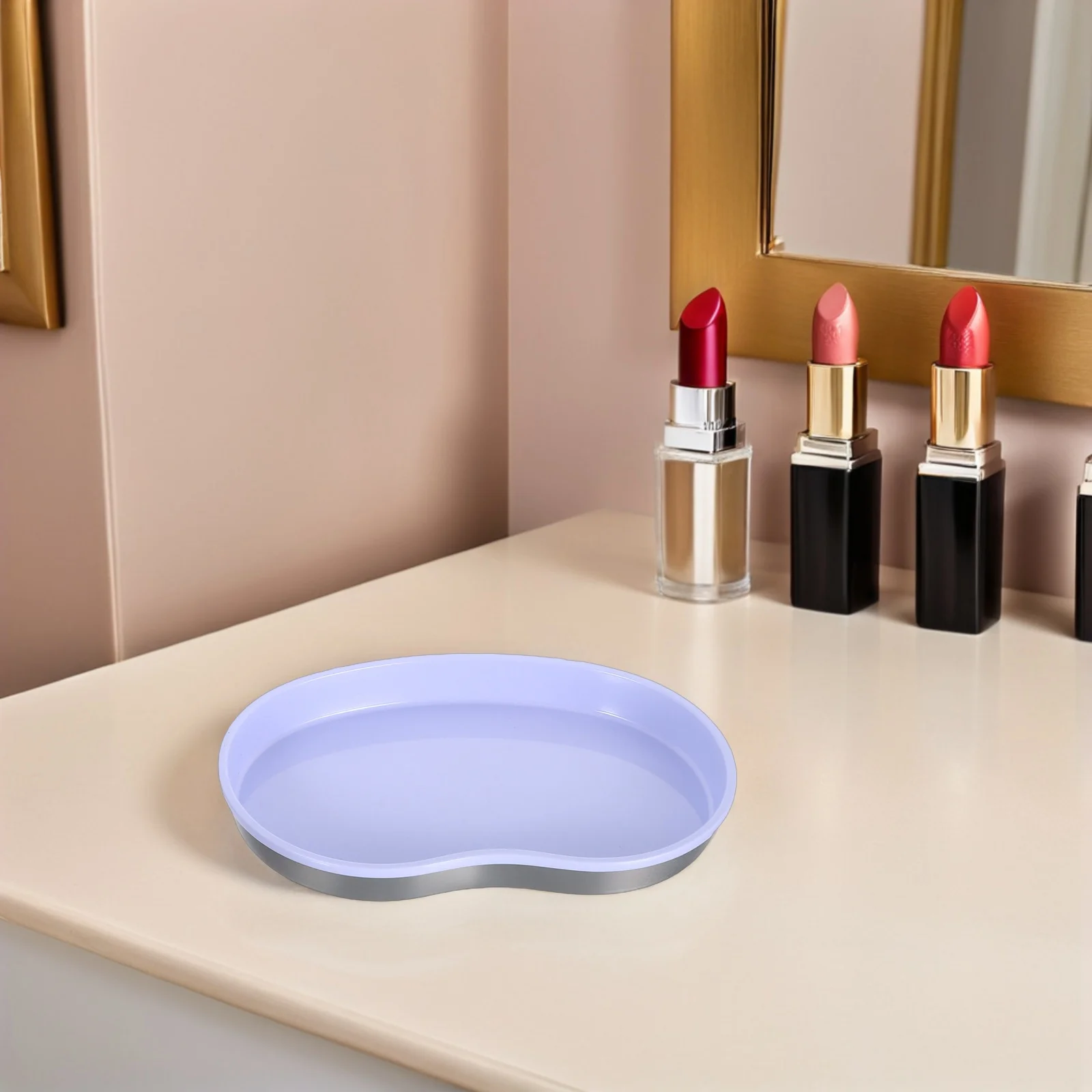 

4Pcs Stainless Steel Jewelry Tray Durable Vanity Organizer Cosmetics Storage Dish for Bathroom Nail Makeup Tools Accessories