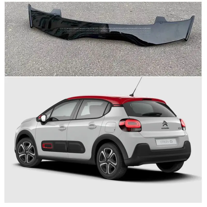 Rear Wing For Citroen C3 Spoiler 2018 2019 2020 2021 Hatchback  ABS Plastic Carbon Fiber Look Accessories Roof  