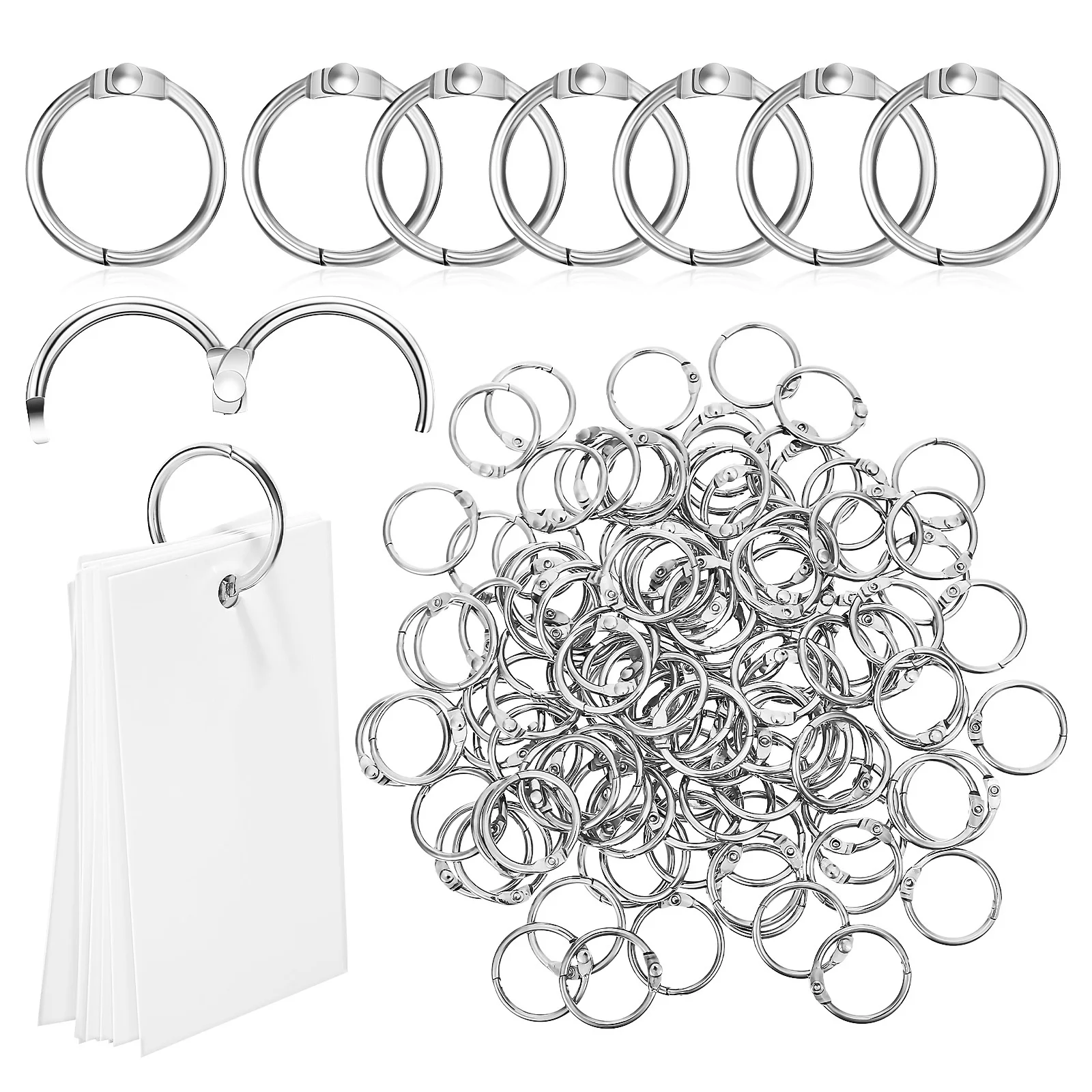 120Pcs Metal Rings Tight Closure Smooth Touch Wide Application Scrapbooks Notebooks Keys Flashcards Binder Supplies