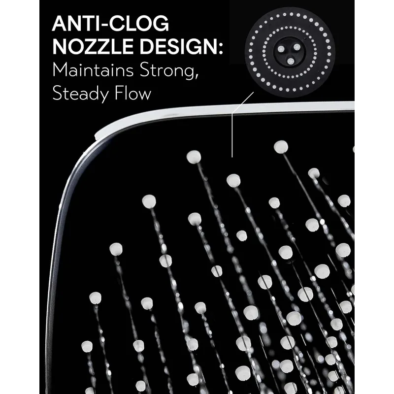 Rain Shower Head, 11.8 Inch Large Rectangular Rainfall Showerhead, Adjustable Stainless Steel 11 inch Extension Arm