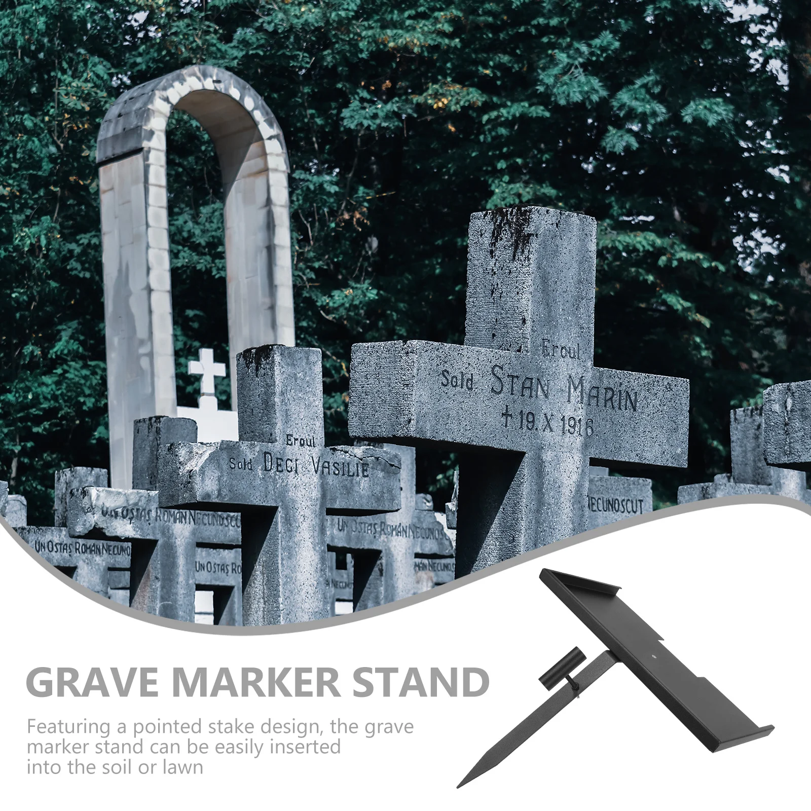 

Pet Memorial Stone Stand Iron Grave Marker Stand For Cemetery Matte Finish Decoration For Human Pets Gravestone Holder