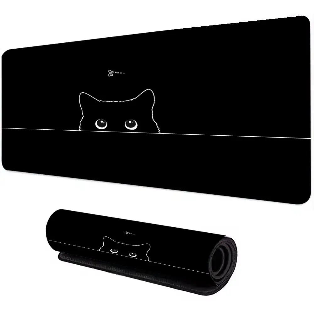 

Kawaii black kitten mouse pad large cute gaming keyboard insole XL computer accessories table pad girl family bedroom carpet mat