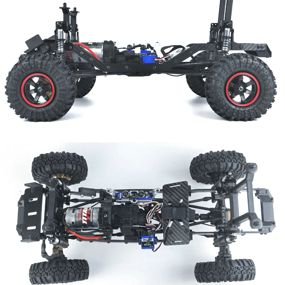 Yeahrun kit de viga de chassi de fibra de carbono com bandeja de bateria para 1/10 rc crawler trx4 bronco defender peças de atualização