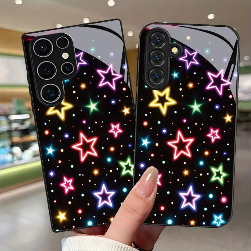 Phone Case: Neon Star MultiColor Fluorescent Star-Printed Pattern Phone Lens Protection Suitable for Samsung Galaxy S9+/S10/S20+