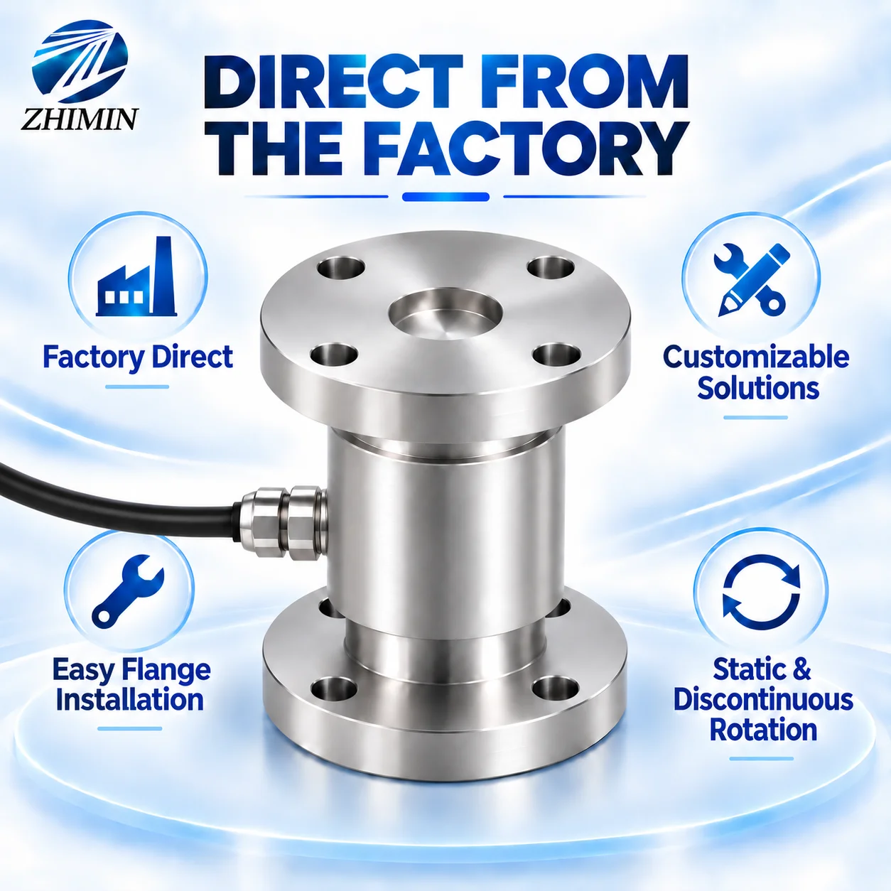 50/100/200 Nm Flange Static Reaction Torque Sensor ±0.1% F.S. IP66/IP67 For Motor, Valve And Wrench Test Benches