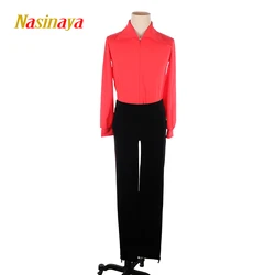 Men'S Figure Skating Suit Jacket Polyamide Top Boys' Velvet Pants Men'S Training Competition Skating Red And Black