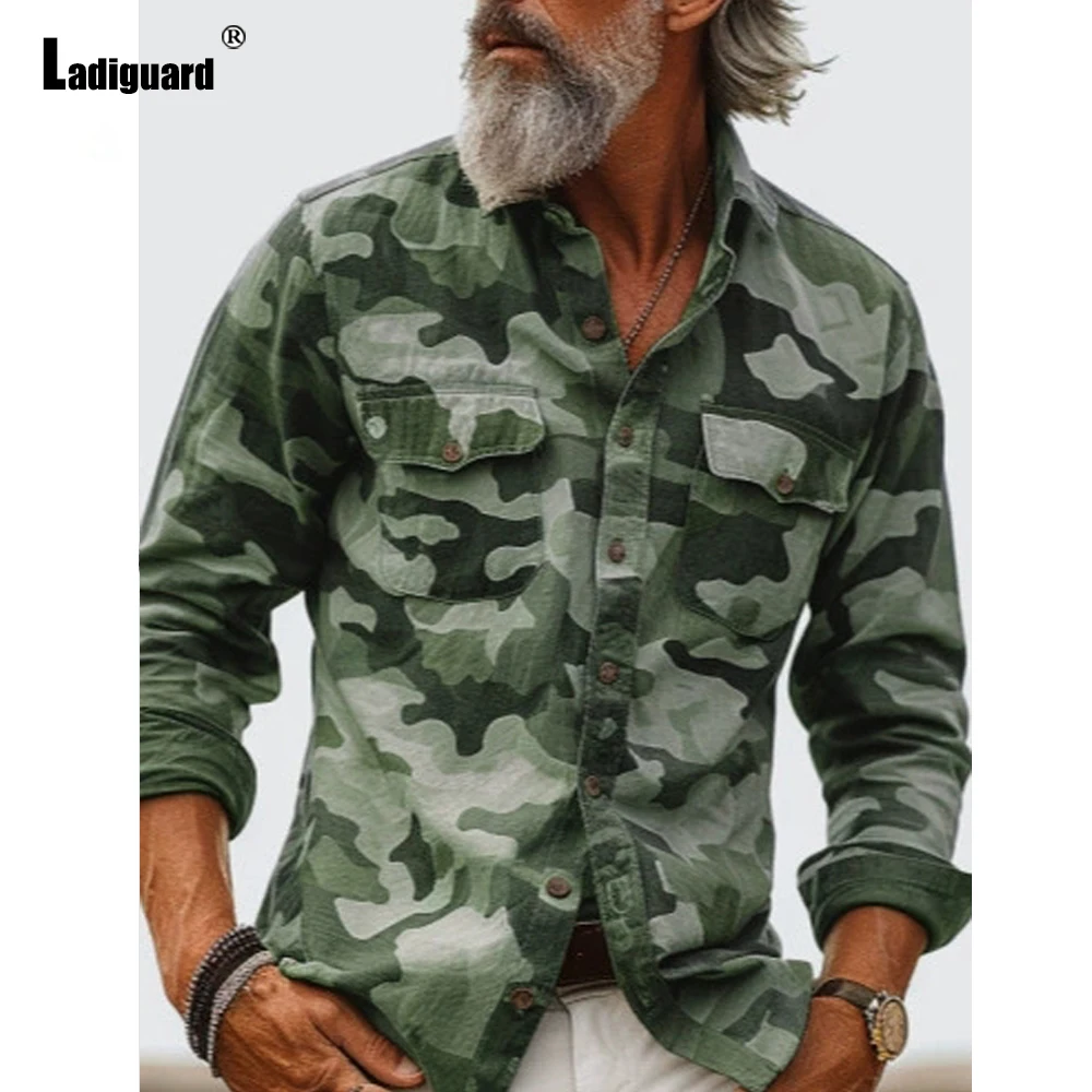 Men Long Sleeves Basic Shirt Clothing 2026 Europe Fashion Camouflage Tops Blouse Plus Size Mens Classic Tactics Shirts Hommes