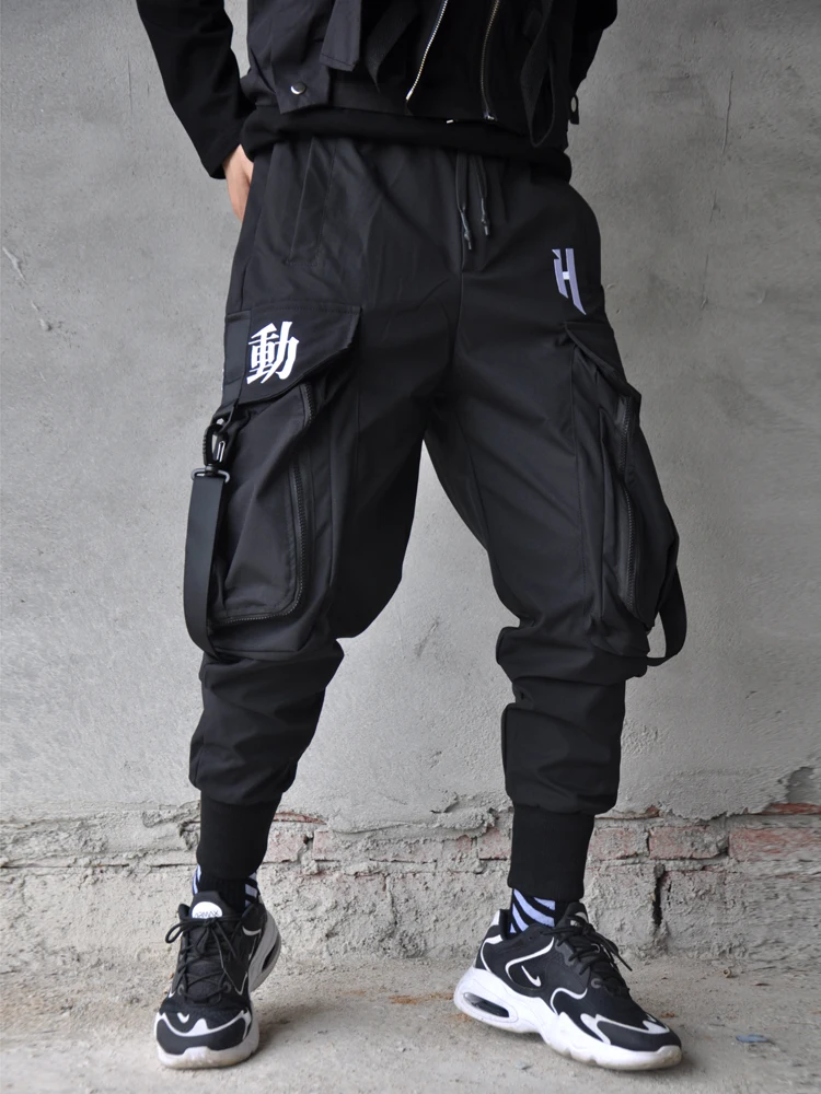 

Fall Casual Pants Heavy Pants Dark Techwear Large Pocket Corset Foot Cargo Pants Men Loose Street Dance