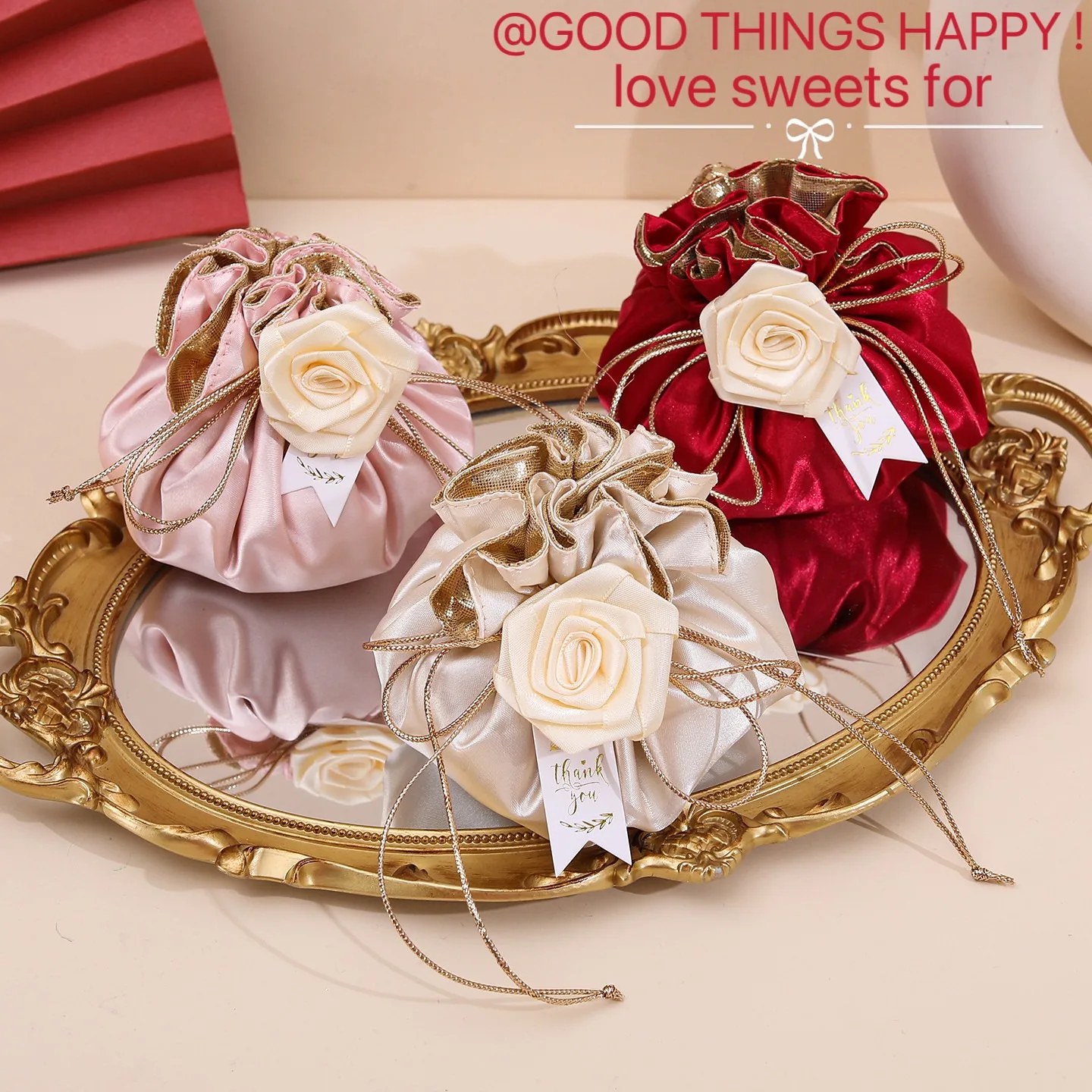 20/30/50Pcs Drawstring Rose Decorative Candy Box Wedding Gift Bags Packaging Party Favor Supplies Baby Shower Wholesale
