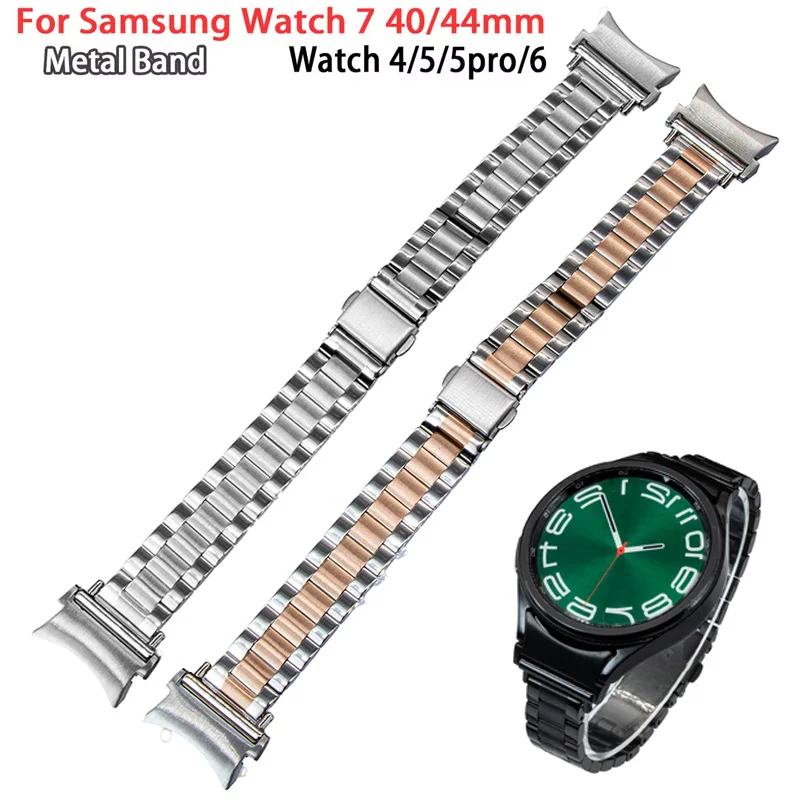 Quick fit stainless steel band For Samsung Galaxy 7 6 5 4 44 40mm 5Pro 45 metal no gap strap for watch6 classic 43mm 47mm