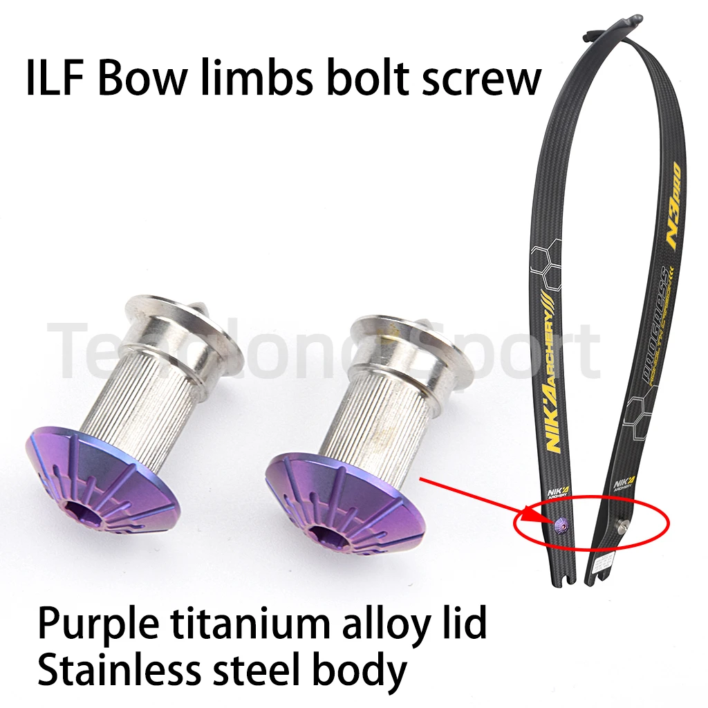 ILF Bow Limbs Bolt Screw Titanium Alloy Cap Stainless Steel Body For Recurve Bow Archery Purple 2pcs