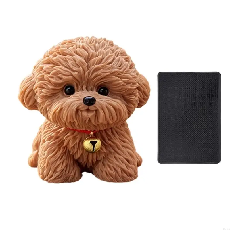 Sitting Puppy Dog Ornament with Decorative Pose for Vehicle Dashboards, Desks, Bedrooms, Rooms, and Indoor Shop Displays D7YA