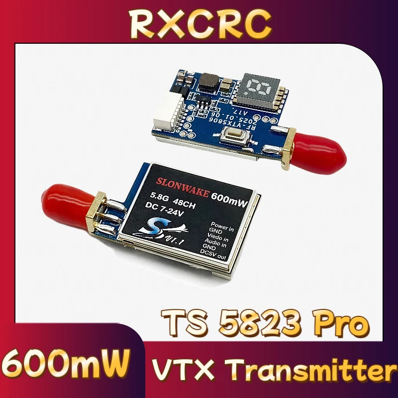 

RXCRC 5,8G 48CH TS5823 PRO 600 МВт МИНИ-видео аналоговый модуль передатчика VTX Подходит для радиоуправляемых автомобилей и дронов с неподвижным крылом