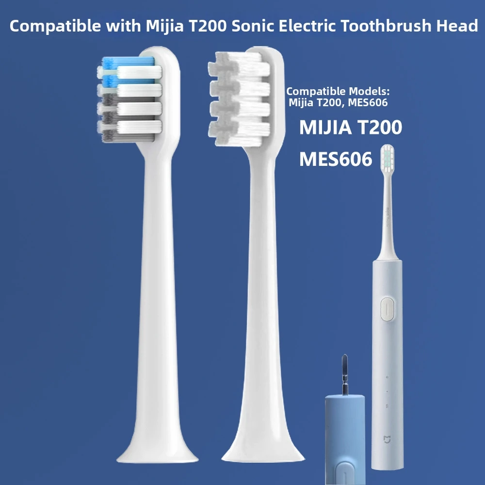 4 Pcs/Pack Replacement Electric Toothbrush Heads Compatible With Mijia T200 MES606 , Clean Type / Caring Type , With Dust Cover