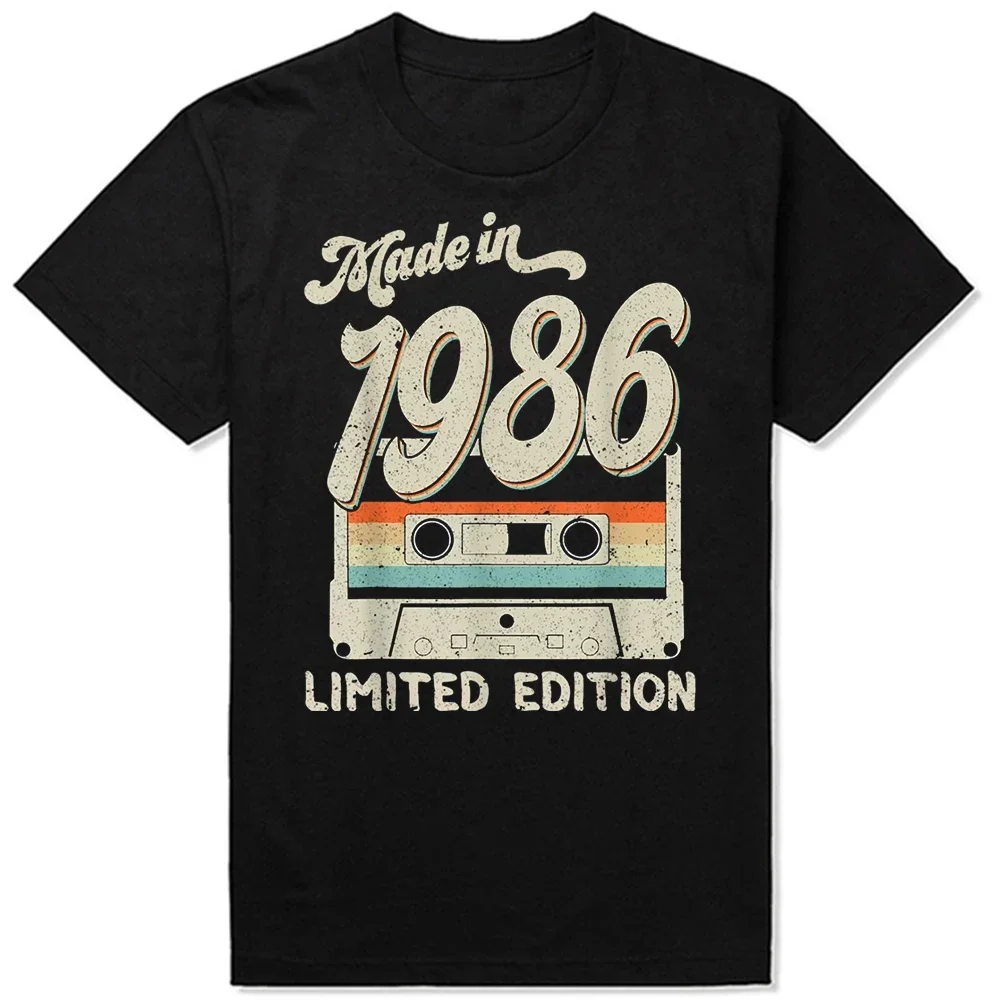 

Funny Made in 1986 Limited Edition Cassette Vintage 38th Birthday T Shirts Summer Graph Cotton Short Sve T-shirt Men