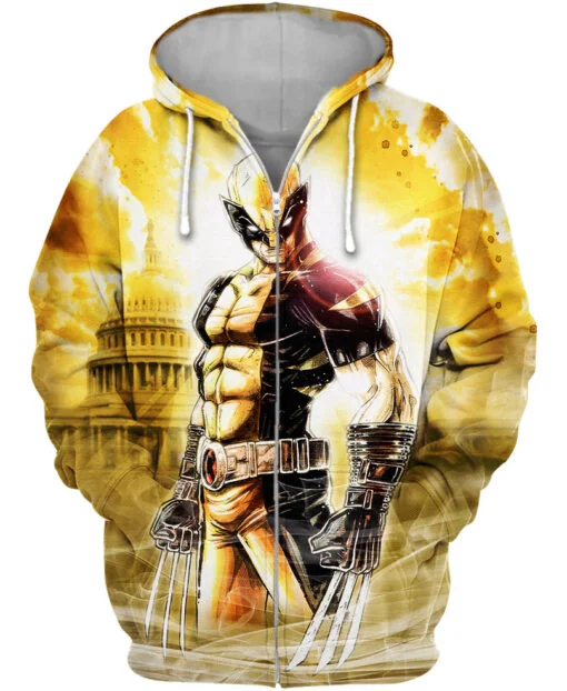 Deadpool Men's Zipper Hoodie Wolverine Boy Hoodie 3D Printing Captain America Jacket Spiderman Men's Hoodie Marvel Mens Clothing