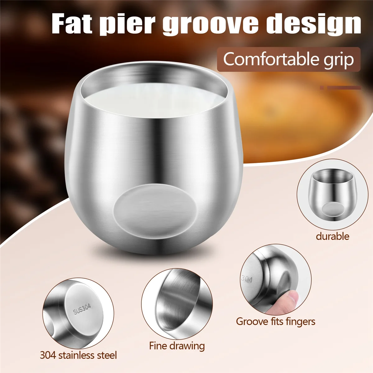 كوب معزول بجدار مزدوج من الفولاذ المقاوم للصدأ ، أكواب إسبريسو غير قابلة للكسر ، كوب صغير لحفلة النزهات في الهواء الطلق ، من من من 2 إلى 2