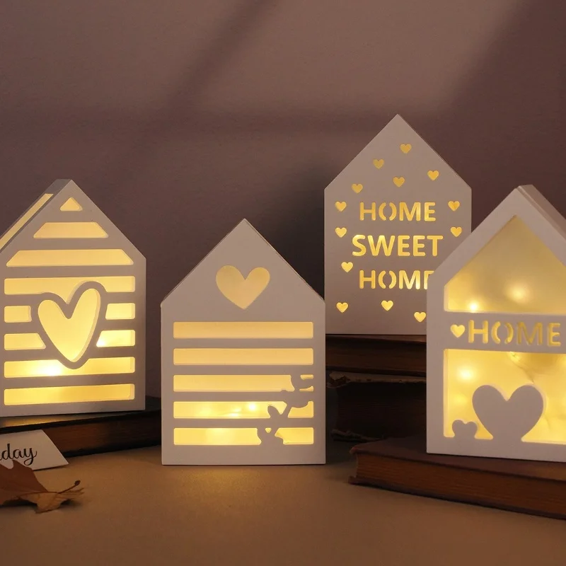 DIY Hollow Out Love House 3D Lamp Silhouette Silicone Mold Gypsum Candle Base Plug-in Decorative Ornament Resin Mold Handicrafts