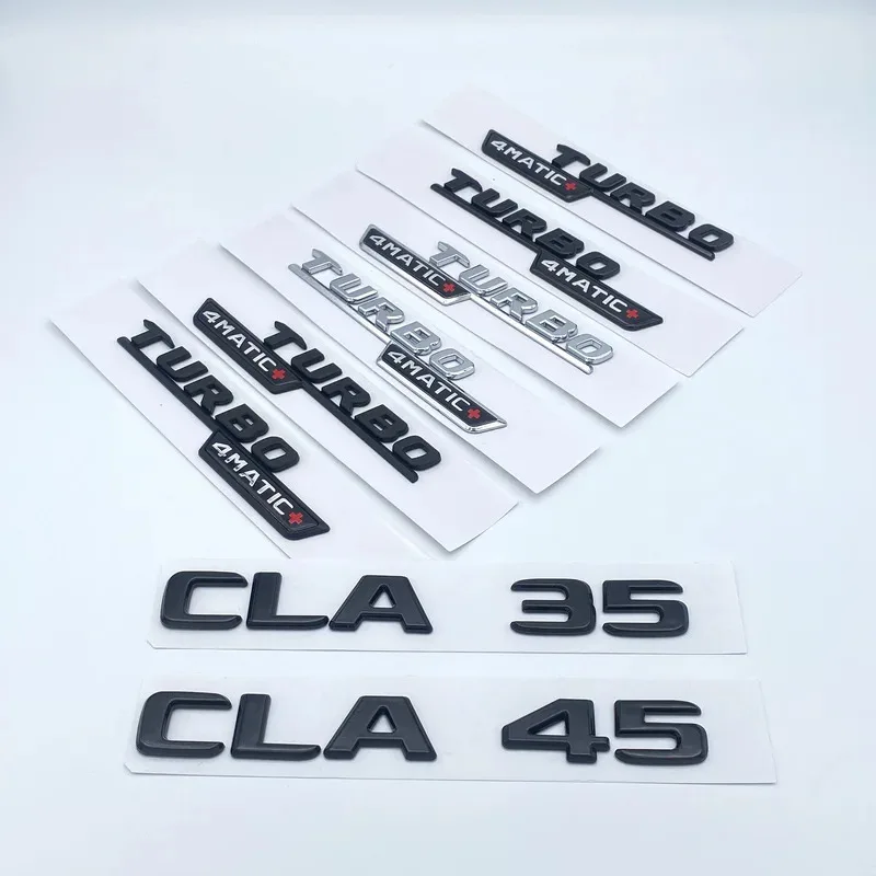 Black Silver 3D ABS Letters CLA35 CLA45 Turbo 4matic+ Emblem for Mercedes Benz AMG Car Fender Trunk Rear C118  W117 Logo Sticker